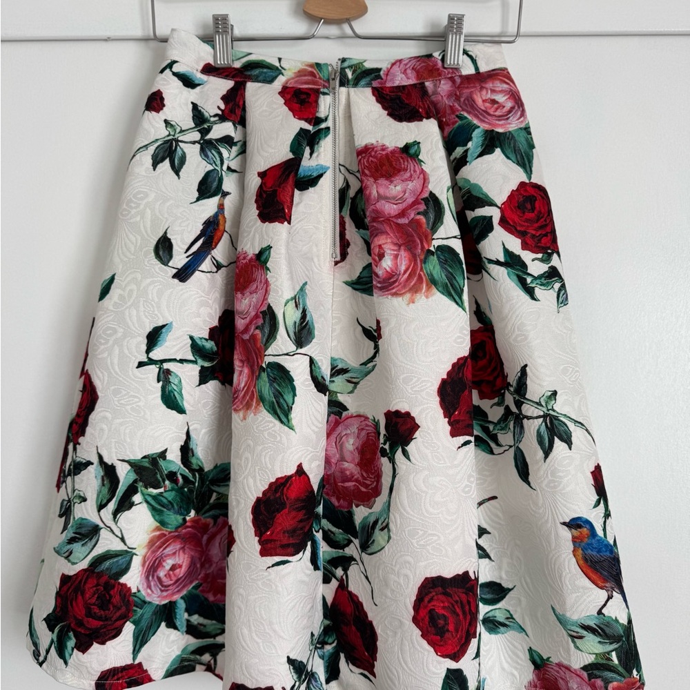 Floral A-Line Skirt - Red and Green